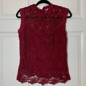Nanette Lepore Lovely Red Lace Sleeveless Blouse
